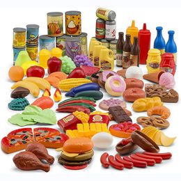 Kitchens Play Food 120pcs Set Deluxe Pretend Toy Assortment Playset for Kids Kitchen Toys Accessories 231211