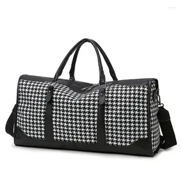 Duffel Bags Oxford Houndstooth Travel Duffle Bag Large Capacity Women Fitness Sports Luxury Hand Luggage Fashion Design Weekend