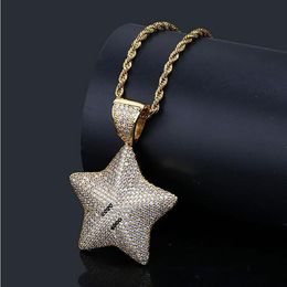 Men Women 3D Super Star Bling Bling Pendant Micro Pave Iced Out Cubic Zirconia Pendant Necklace hip hop Jewelry with gift box269w