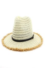 Plain Paper Straw Jazz Hat Men Women Wide Brim Panama Sun Hats Belt Buckle Decor Unisex Cowboy Cowgirl Hat Beach Cap4465061