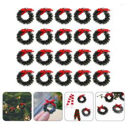 Decorative Flowers 20 Pcs House Christmas Small Wreath Toys Dollhouse Decorations Plastic Simulated Garland