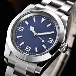 Wristwatches No Logo 39mm Fully Automatic Mechanical Men's Watch 2813 Movement Diving Series Blue Treasure Mirror
