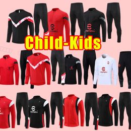 Kids child IBRAHIMOVIC 23 24 soccer TRACKSUITS AC GIROUD R. LEAO BENNACER KESSIE ROMAGNOLI CALHANOGLU TONALI REBIC 2023 2024 long sleeve jacket tracksuit MILANS