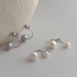 Stud Earrings Double-sided Natural Freshwater Pearl Song Hui Qiao Same Style Ladies And Girls Multipurpose Accessories Gift