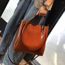 Evening Bags Casual Solid Cowhide Big Totes For Women Shoulder Crossbody Bag European And American Handbag Lady Genuine Leather Bucket SOFT