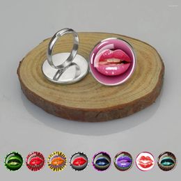 Cluster Rings Sexy Lips Glass Cabochon Ring Fashion Front Resizable Women Party Vintage Handmade Personality Jewellery Unique Gift