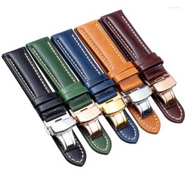 Watch Bands Handmade High-end Fashion Genuine Leather Band Women Men Cowhide Glossy Surface Strap 18mm 20mm 21mm 22mm