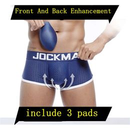 Hot Sale Classic Sexy Mesh Men Underpants Sponge Push Cup Pads Boxer Briefs Solid Colour Plus Ice Silk Male Underwear
