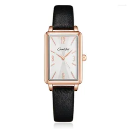 Wristwatches Women Watch Elegant Rectangle Band Dial Quartz Wristwatch Simple Minimalist Female Black Pink Strap Clock Students Fashion