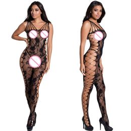 Sexy Lingerie Hot Erotic Costumes Fishnet Bodysuit Women Mesh Clothes Open Crotch Bodystocking Lady Hollow Out Catsuit Sleepwear sexy