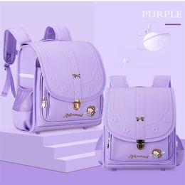 School Bags Orthopaedic Kids School-bag Japanese Randoseru Large Capacity Light Backpack For Girls Waterproof PU Baby Mochila Infan310l