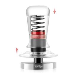 Tampers IKAPE Espresso Coffee Tamper Spring-loaded Calibrated Tamper with Premium Flat Stainless Steel Base Acrylic Handle Tamper 231212