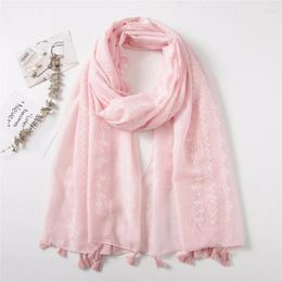 Scarves 180x90cm Fashion Foaming Floral Printed Cotton Linen Shawl Women Hijabs Scarf Muslim Wide Scarve Wrap For Female Ladies