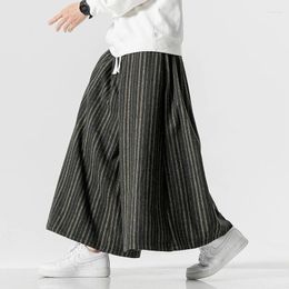 Men's Pants Streetwear Men Oversized Casual Autumn Winter Wide Leg Trousers Harajuku Stripe Harem Male Elastic Waist Loose