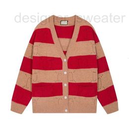 Men's Sweaters Designer Casual Loose Versatile Warm Red Brown Striped Wool Cardigan Sweater Coat BEVE