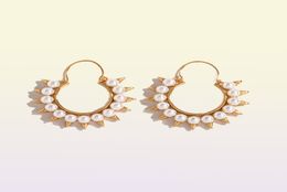 WHOMEWHO Gold Pearl Minimalist Geo Spike Piercing Hoop Earrings Trendy Fashion Korean Party Hiphop Jewelry Bijoux2642952