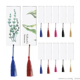 Bookmark Wholesale Bookmark 40 Pcs Acrylic Blank Clear Diy Unfinished Mini Book Markers With Colorf Tassels For Craft Ornaments Drop D Dhjhs