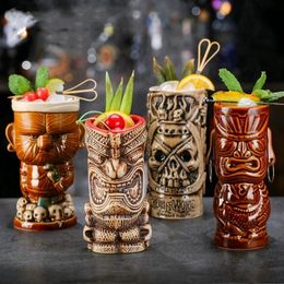 Water Bottles 60 Types Ceramic Hawaii Tiki Mugs Creative Cocktail Glasses Beer Glass Martini Wine Funny Cup Gift for Men 231212