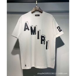 2024 Early Spring New AMI 3D Block Logo Alphabet Number Printed Short Sleeve T-shirt Unisex1