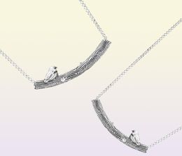 NEW 925 Sterling Silver Spring Bird Curved Bar Necklace Elegant Temperament Suitable Gift Clavicle Chain Jewelry 3971308608072