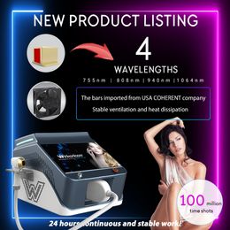 Laser Hair Removal Machine 808nm Diode Laser Epilator System Beauty Equipment New Portable Face and Body Painless Hairs Reduction Treatment