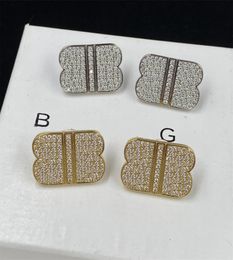 Luxurys Designer Stud Womens Earring Fashion Mens B Earrings Jewellery Formal Women Shine Diamond Pendant Studs Hoop Ear Rings Weddi8170652