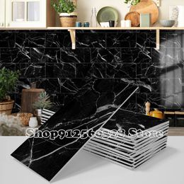 Wall Stickers Peel and Stick Backsplash PVC Tile 4 Inch x 8 White Marble On Tiles For Selfadhesive Kitchen Bathroom Laundry 231212