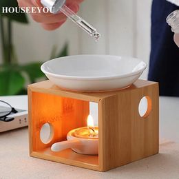 Fragrance Lamps Oil Lamp Furnace Aroma with Candle Holder and Bamboo Frame Candlestick Vase Aromatherapy Stove Home Decoration 231212