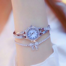 Wristwatches Fashionable Luxury Elegant Women's Watch Set With Diamonds Jewelry Waterproof Clock V60