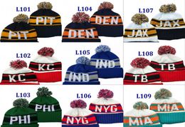 Football City Pom Letter Beanie Premium Embroidered Patch Winter Soft Thick Beanie Skully Hat Cuffed Winter Knit Toque Cap7465690