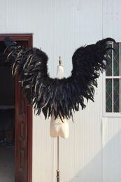 Customised Fashion Decoration props for wedding performance pography pure handmade Black large devil feather wings EMS shi8931733