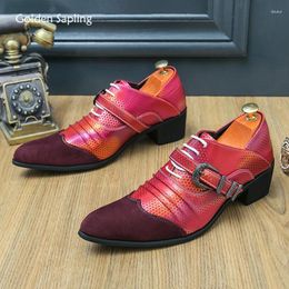 Dress Shoes Golden Sapling Elegant Men's Formal Red Leather Oxfords Casual Business Derby For Men Leisure Heels Wedding Footwear