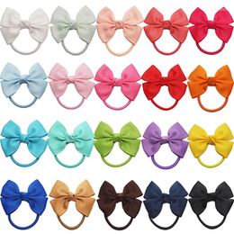 Hair Accessories 10pcs/lot 6.3 CM Mini Lovely Grosgrain Ribbon Bows Born Rope Candy Color Bowknot Elastic Hairband Fashion Birthday Gifts