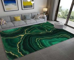 Abstract Marble Green Bedroom Rug Agate Stone Texture Printed Living Room Large Flannel Floor Mat Area Coffee Table 2106262560354