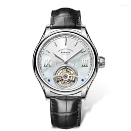 Wristwatches BORMAN Men Automatic Watch 41.5mm Top Tourbillon Mechanical Wristwatch Sapphire Mirror Skeleton Dial