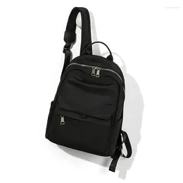 School Bags The Shoulder Bag Oxford Fabric Backpack Leightweight Travel Pack Can Roomy 12.9 Inch IPad Black Color