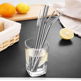 Reusable Bent Straight Stainless Steel Straws Metal Straw Cocktail Drinking Straw for 30oz Tumbler Party Bar Accessories191V