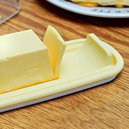 Dinnerware Sets Sealed Box Container With Lid Butter Tray Dish Silica Gel Cheese Slice Holder For Refrigerator Fridge Organiser