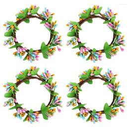 Decorative Flowers Artificial Greenery Wreath Easter Ring Outdoor Christmas Decorations Simulation Leaf