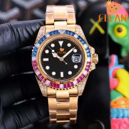 Wristwatches Moissanite Watch Couple Luxury Sapphire V12 Waterproof Stainless Steel Automatic Mechanical Watches