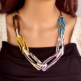 Chains Vintage PU Leather Necklace For Women Ethnic Sexy Zebra Print Beaded Rope Chain Choker Necklaces Color Matching Jewelry