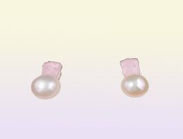 Bear Mini Color Earrings Stud In Silver With Rose Quartite And Pearl Bear Jewelry 925 Sterling Andy Jewel 91543369083808641624372