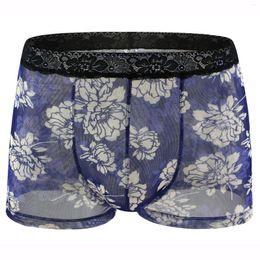 Underpants Universal Men's Underwear Boxers Printed Transparent Lace Breathable U Convex Fancy