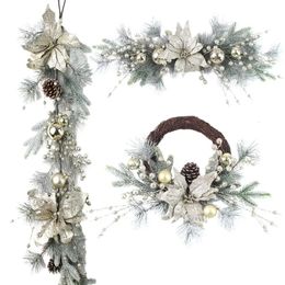 Christmas Decorations Christmas Rattan Garland Decoration Wreath Xmas Artificial Tree Rattan Banner Hanging Ornaments Home Party Stair Pendant 231211