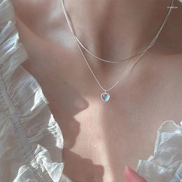 Pendant Necklaces LETAPI Heart Necklace French Lucky Bean Love Clavicle Chain Korean Simple Female Double Layer For Women