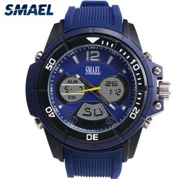 2017 Blue Watches New Brand SMAEL LED Quartz Clocks Dual Display Time Clock 30 Metres Waterproof Fashion Casual Male Clock 1157279f