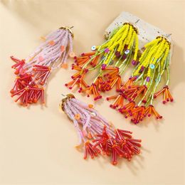 Dangle Earrings Cross Border Flower Tassel Women's Trend European And American Woven Bohemian Style Ornaments