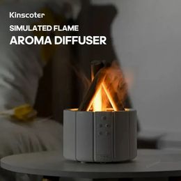 Essential Oils Diffusers KINSCOTER Simulated Flame Aroma Diffuser Bonfire Air Humidifier Ultrasonic Cool Mist Maker Fogger LED Oil Lamp Difusor 231212