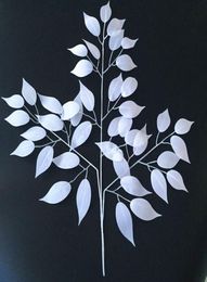 24pcs Decor Flower White Silk Artificial Leaves Home Decoration Leaves for Wedding Party Arch Wedding Vintage Supplies Fake Plant8020453