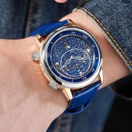 Wristwatches 2022 PP Mens Watches Automatic Mechanical Rotate WristWatch Gypsophila Sky Moon Phase Luminous Male Clocks243f